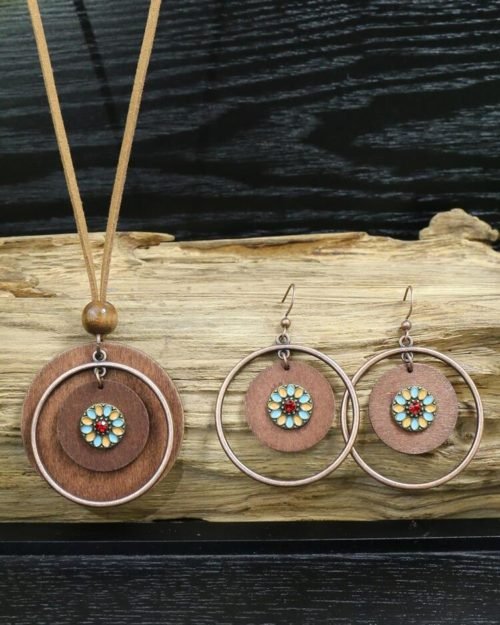 Set de Aretes con Collar Margarita de colores.