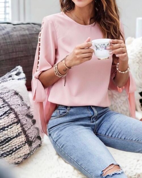 Blusa Bonny perlas (rosa pastel)